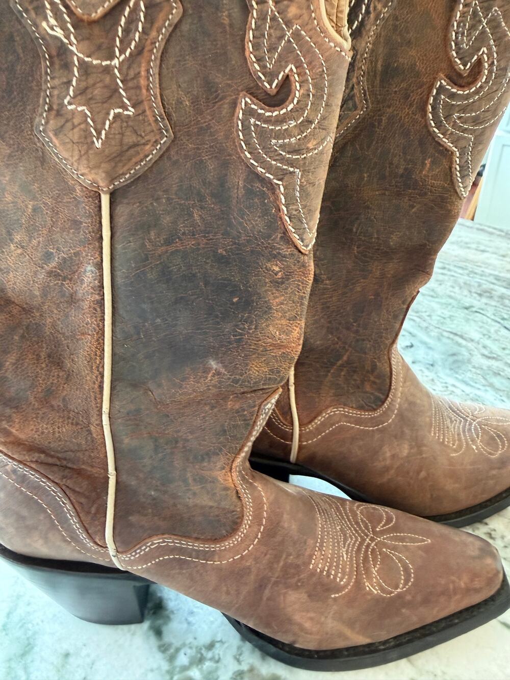 JBW Genuine Leather‎ Western Cowboy Boots Brown Distressed Women’s 6B Mexico